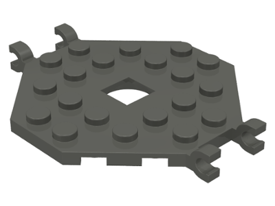 Plate Special 6 x 6 Octagonal with Square Hole and 4 Clips (Boat Mast Platform) in Dark Gray