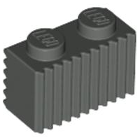 Brick Special 1 x 2 with Grille in Dark Gray