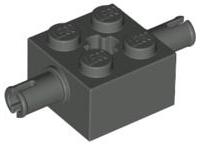 Brick Special 2 x 2 with 2 Pins and Axle Hole in Dark Gray