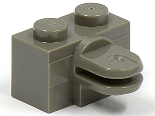 Arm Holder Brick 1 x 2 with 2 Horizontal Fingers in Dark Gray