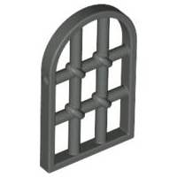 Window 1 x 2 x 2 & 2/3 Pane Twisted Bar with Rounded Top in Dark Gray