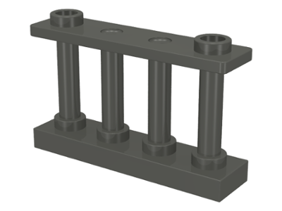 Fence Spindled 1 x 4 x 2 [2 Top Studs] in Dark Gray