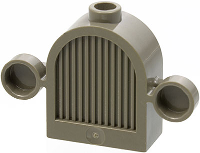 Grille 1 x 2 x 2 Round Top [Lights & Centre Top Stud] in Dark Gray