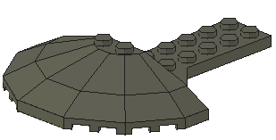 Plate Special 2 x 6 with 4 x 8 Half Saucer in Dark Gray