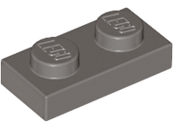 Plate 1 x 2 in Dark Gray