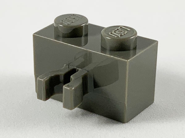 Brick Special 1 x 2 with Vertical Clip [Thick U Clip] in Dark Gray