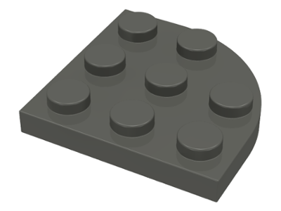 Plate Round Corner 3 x 3 in Dark Gray