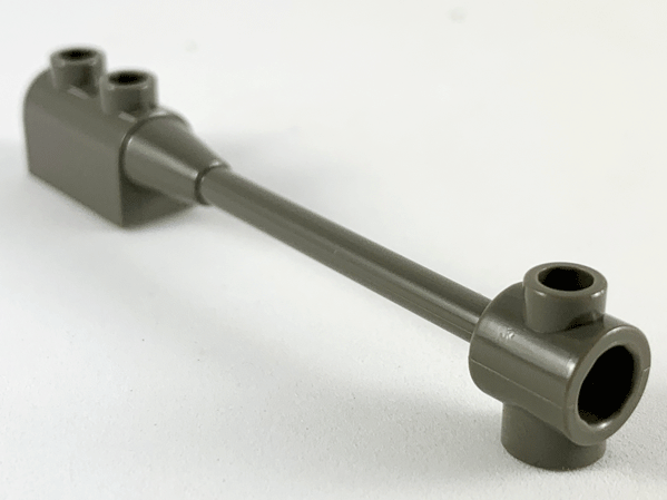 Bar 1 x 8 with Brick 1 x 2 Curved Top End (Axle Holder Inside Small End) in Dark Gray