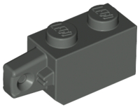 Hinge Brick 1 x 2 Locking with 1 Finger Vertical End in Dark Gray