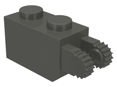 Hinge Brick 1 x 2 Locking with 2 Fingers Vertical End, 9 Teeth in Dark Gray