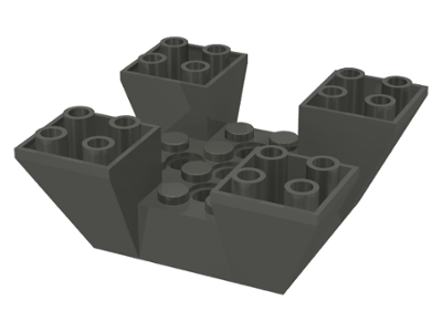 Brick Sloped Inverted 65° 6 x 6 x 2 Quad with Cutouts in Dark Gray
