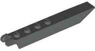 Hinge Plate 1 x 8 Locking with Angled Side Extensions, Rounded Plate Underside, 9 Teeth in Dark Gray