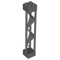 Support 2 x 2 x 10 Girder Triangular Vertical - Type 1 - Solid Top, 3 Posts in Dark Gray