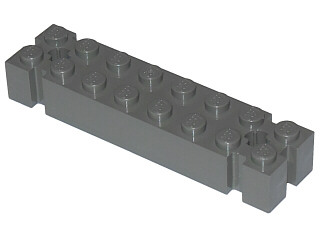 Brick Special 2 x 8 with Axle Hole and Grooves at each End in Dark Gray