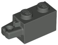 Hinge Brick 1 x 2 Locking with 1 Finger Horizontal End in Dark Gray