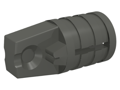 Hinge Cylinder 1 x 2 Locking with 1 Finger and Axle Hole On Ends in Dark Gray