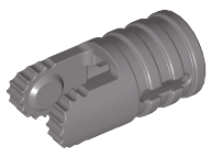 Hinge Cylinder 1 x 2 Locking with 2 Click Fingers and Axle Hole, 9 Teeth in Dark Gray