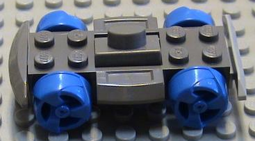 Vehicle Base 4 x 6 Racer Base with Blue Wheels in Dark Gray