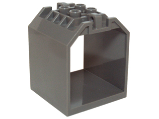 Container / Box, Open Ended 4 x 4 x 4 with 1 Hinge Finger Each End [Plain] in Dark Gray