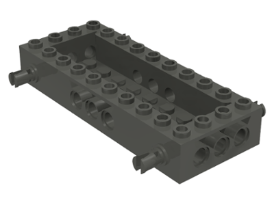 Vehicle Base 4 x 10 x 1 1/3 with 8 x 2 Recessed Center [4 Pins / Technic Holes] in Dark Gray