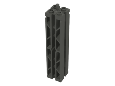 Support 2 x 2 x 8 with Grooves, Two Sided Lattice and Top Peg in Dark Gray