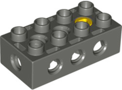 Duplo Toolo Brick 2 x 4 with Holes on Sides and Top and 1 Screw in Top in Dark Gray