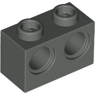 Technic Brick 1 x 2 [2 Pin Holes] in Dark Gray