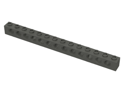 Technic Brick 1 x 14 [13 Pin Holes] in Dark Gray