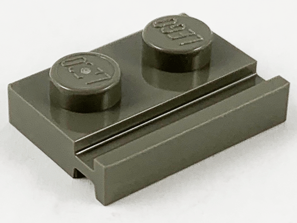 Plate Special 1 x 2 with Door Rail in Dark Gray