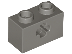 Technic Brick 1 x 2 with Axle Hole Type 1 [+ Opening] and Bottom Ridges in Dark Gray