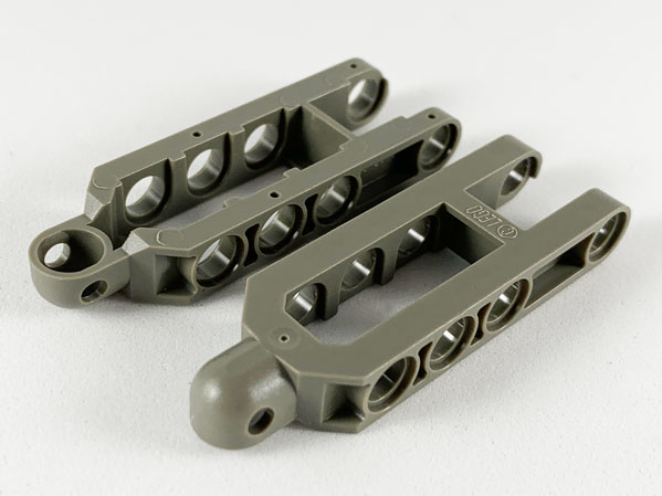 Technic Steering Arm 6.5 x 2 with Towball Socket Rounded, Un-Chamfered in Dark Gray