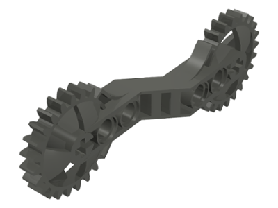 Technic Arm 1 x 7 x 3 with Gear Ends in Dark Gray