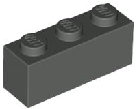 Brick 1 x 3 in Dark Gray