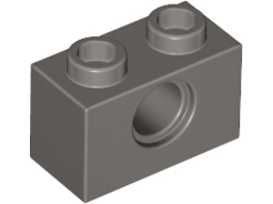 Technic Brick 1 x 2 [1 Pin Hole] in Dark Gray