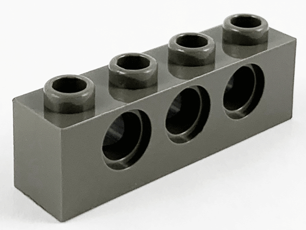 Technic Brick 1 x 4 [3 Pin Holes] in Dark Gray