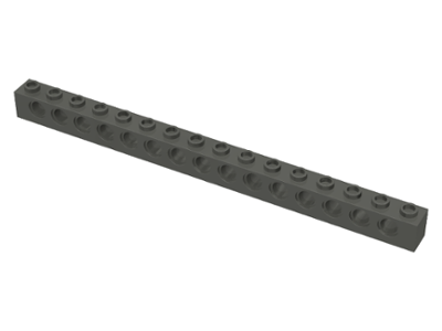 Technic Brick 1 x 16 [15 Pin Holes] in Dark Gray