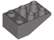 Brick Sloped Inverted 33° 3 x 2, No Connections between Studs, Ovoid Bottom Pin in Dark Gray
