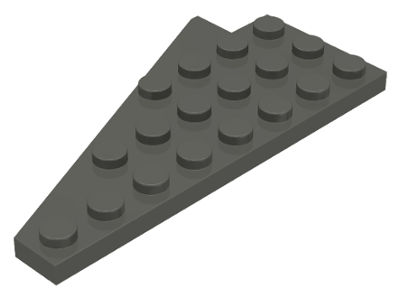 Wedge Plate 8 x 4 Wing Right with Stud Notch in Dark Gray