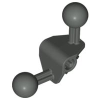 Large Figure Skeletal, Limb, Angular 90°, 4 x 4 x 2 with 2 Ball Joints, and Axle Hole in Dark Gray