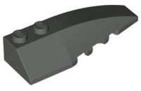 Brick Wedged, Curved 6 x 2 Right, Inner Ridges in Dark Gray