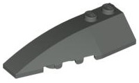 Brick Wedged, Curved 6 x 2 Left, Inner Ridges in Dark Gray