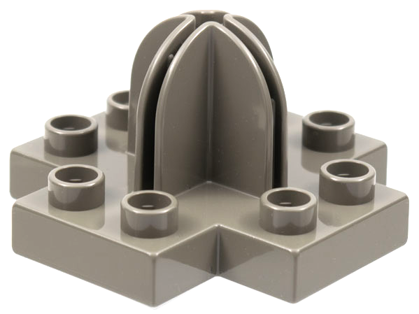 Duplo Plate 4 x 4 with 2 x 2 x 2 Dome Top and Cross Cut Slots in Dark Gray