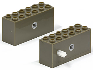 Motor Wind-Up 2 x 6 x 2 & 1/3 with Short Milky White Axle in Dark Gray