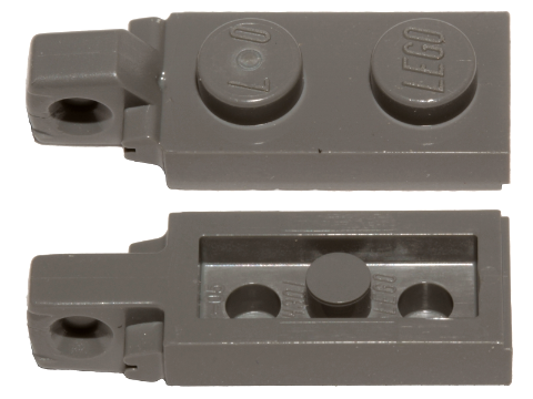 Hinge Plate 1 x 2 Locking with 1 Finger On End, with Groove in Dark Gray