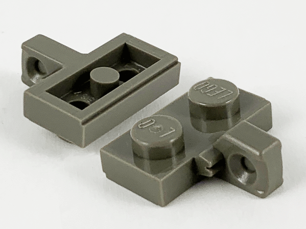 Hinge Plate 1 x 2 Locking with 1 Finger on Side, with Groove in Dark Gray