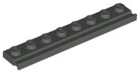 Plate Special 1 x 8 with Door Rail in Dark Gray