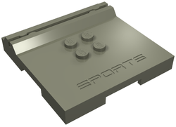 Plate Special 6 x 6 x 2/3 with 4 Studs and Embossed 'SPORTS' in Dark Gray