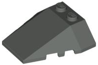 Brick Wedged, Sloped 4 x 4 Triple, Stud Notches in Dark Gray