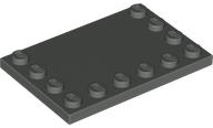 Plate Special 4 x 6, Studs on 3 Edges in Dark Gray