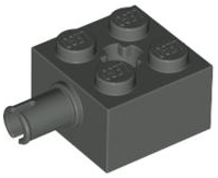 Brick Special 2 x 2 with Pin and Axle Hole in Dark Gray